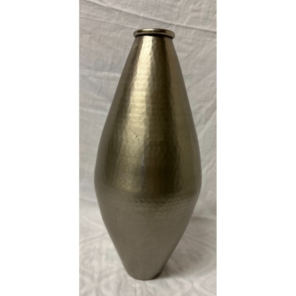 SAS Living Hammered Metal Bud Vase Silver 14" Tall Decor Brass? India Minimalist